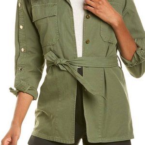 Sandro Bari Belt Button Green Military Jacket